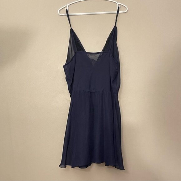 La Vie En Rose Sheer Navy with Black Lace Detail Sexy Nighty Lingerie - Picture 8 of 10